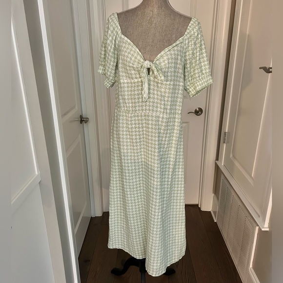 NWT ROXY Summertime Feeling Green & White  checkered Midi Dress Size XL - Picture 8 of 14
